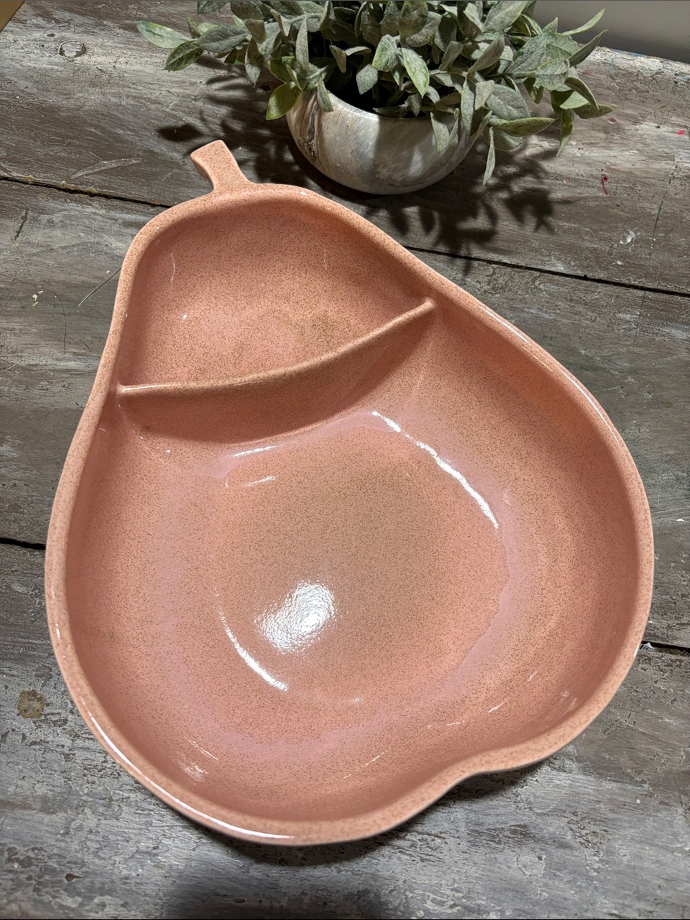 Vintage Pfaltzgraff Pear-Shaped Two-Section Serving Bowl - Pink